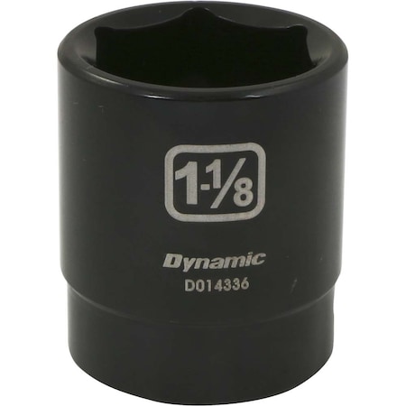 Dynamic 1/2" Drive Standard Socket, Black Phosphate, Tools 1/2" Drive 6 Point SAE, 1-1/8" Standard Length D014336